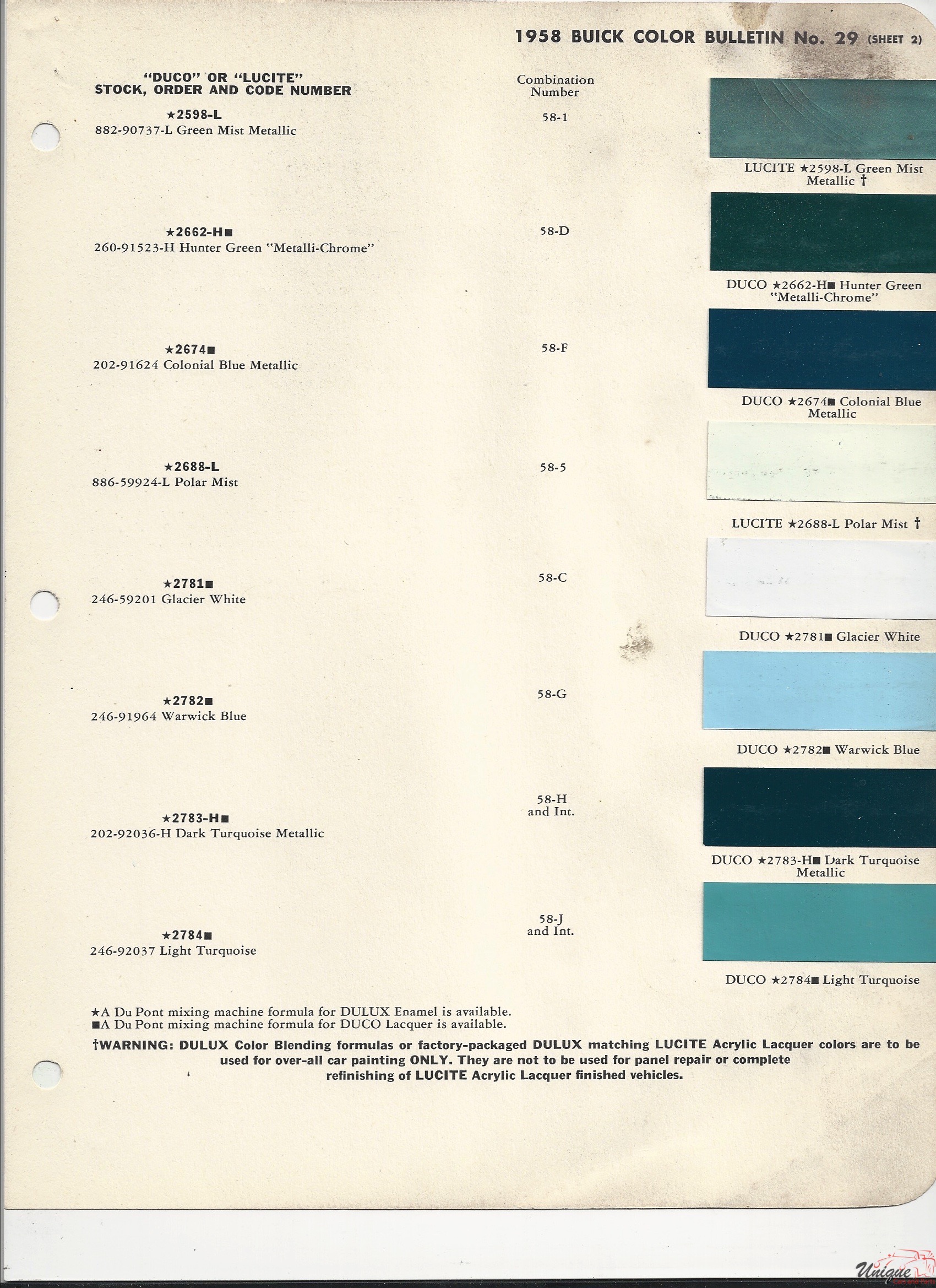 1958 Buick-4 Paint Charts
